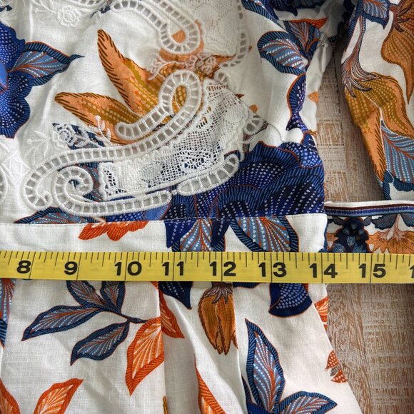 Farm Rio Yellow/Blue/White Lace Floral Romper size small NWT - Picture 13 of 15
